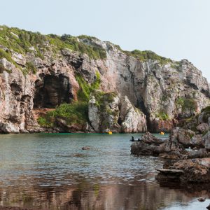 Small,Beach,With,Turquoise,Water,Surrounded,By,Cliffs.,Cales,Coves,