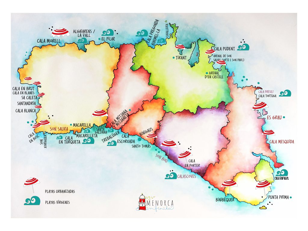 Mapa Playas Menorca