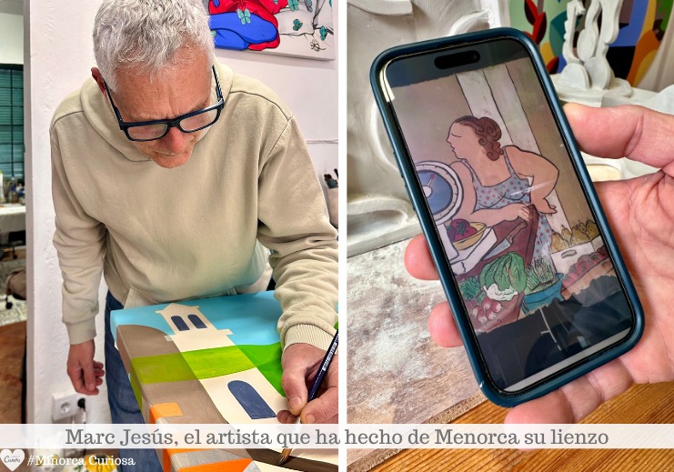 Las formas redondeadas y suaves de la mujer de azul de Marc Jesús, en esta pintura de un inusual color carne.