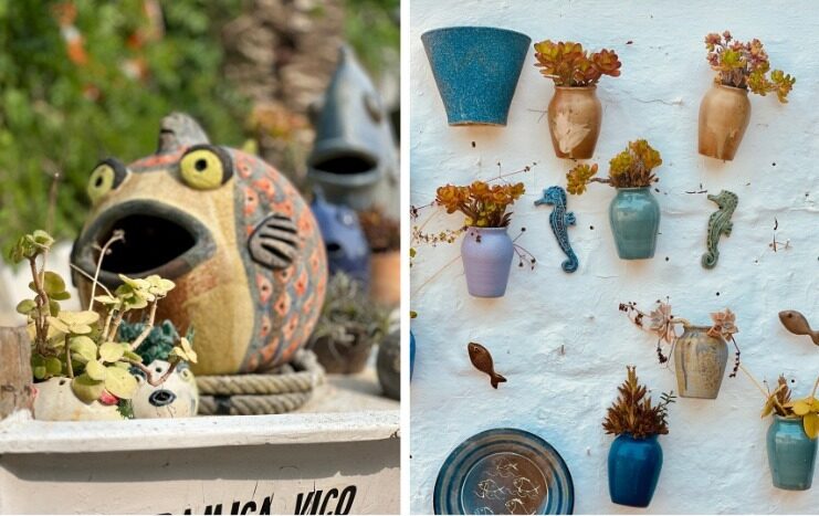 Algunos ejemplos de cerámica artística firmada por Vico, quien también trabaja por encargo.