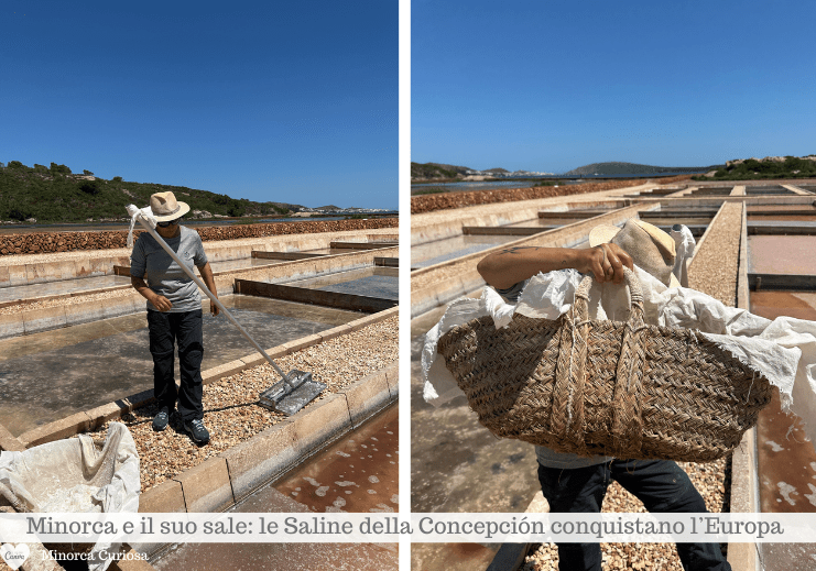 Alcuni momenti della lavorazione del sale alle Saline de la Concepción a Fornells.