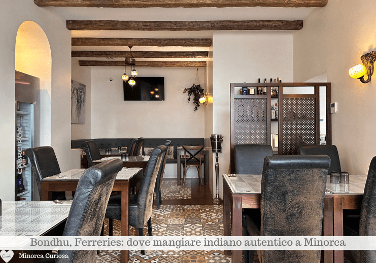 Interni del Bondhu, il migliore ristorante indiano a Minorca.