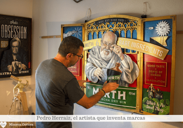 «Imagine Brands», Pedro Herraiz con Mirth, La Mancha Dry Gin, técnica de pintura «amanecista» sobre cartón. Múltiples capas. 141 x 100 x 14 cm.