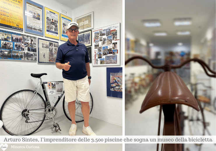 Arturo Sintes tra le sue biciclette a Mahón
